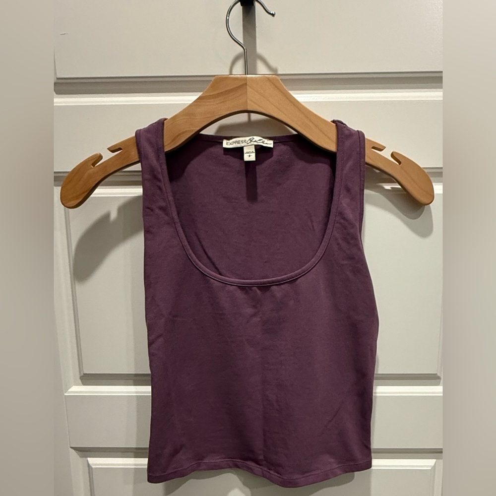 Express One Eleven Purple Crop Tank Top
